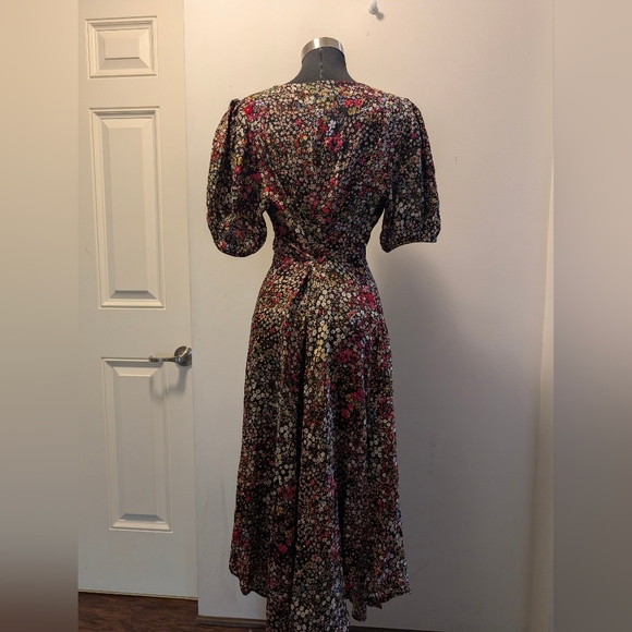 GAP - Floral V-Neck Puff Sleeve Maxi Dress -Size L - Picture 4 of 13